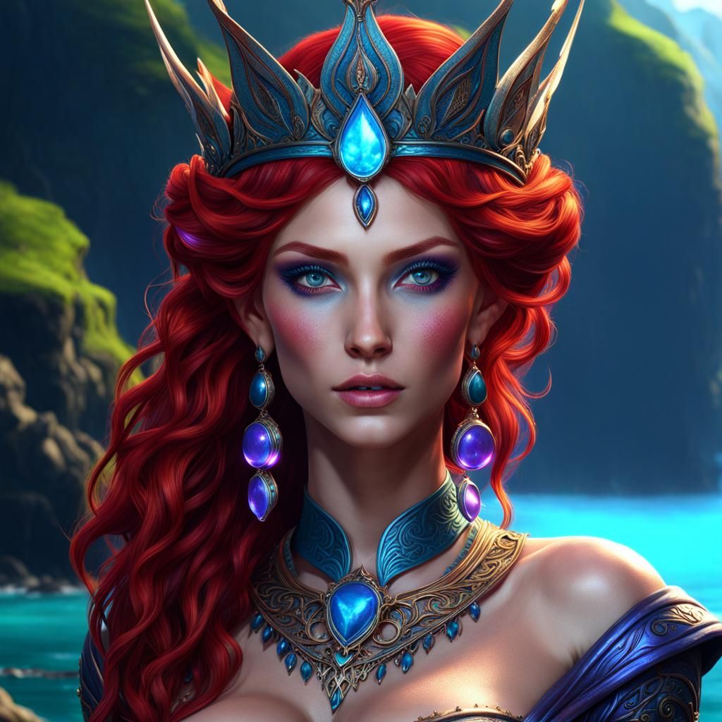 Sea Elf with Crown: Fantasy Concept Art