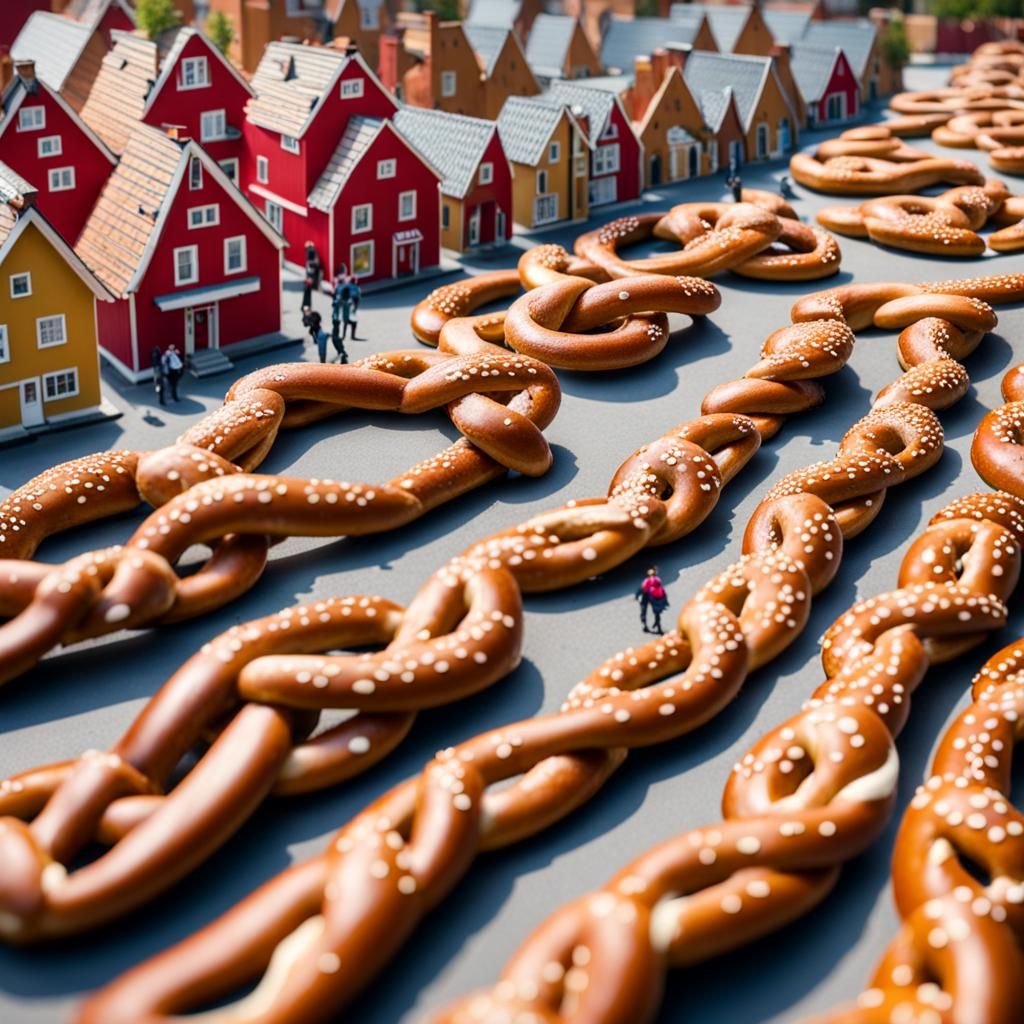 Giant pretzels on the street AI Generated Artwork NightCafe Creator