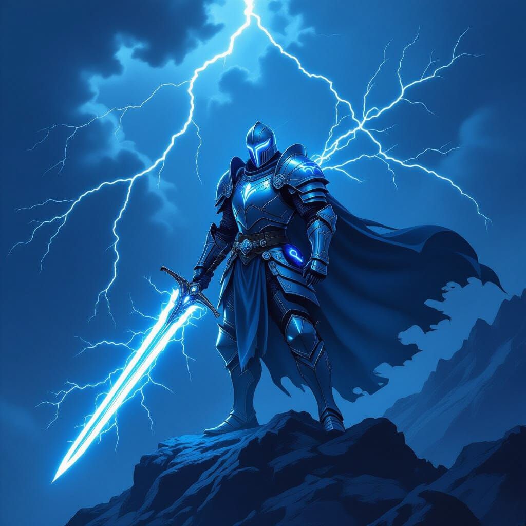 Lightning Knight in Epic Fantasy Art Style