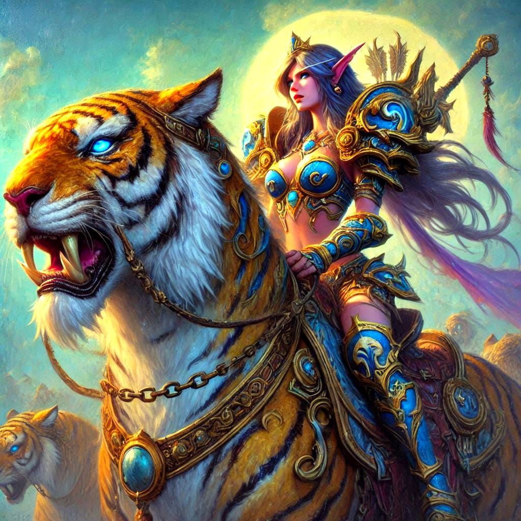 Painting Nigh elf woman