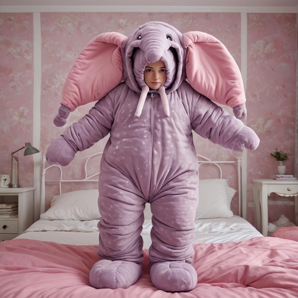 Woman in Elephant Suit with ABDL Diaper