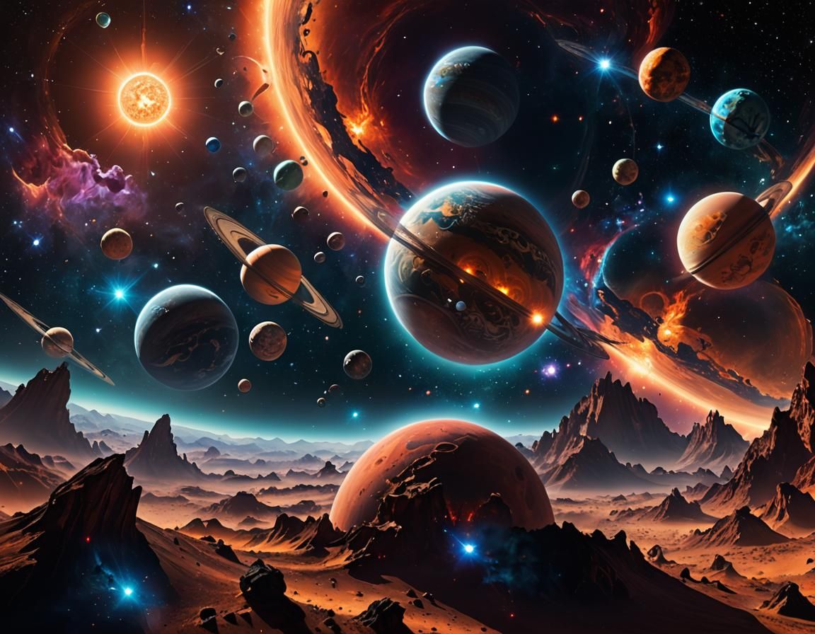 Kirigami Planets and Nebulae in Space