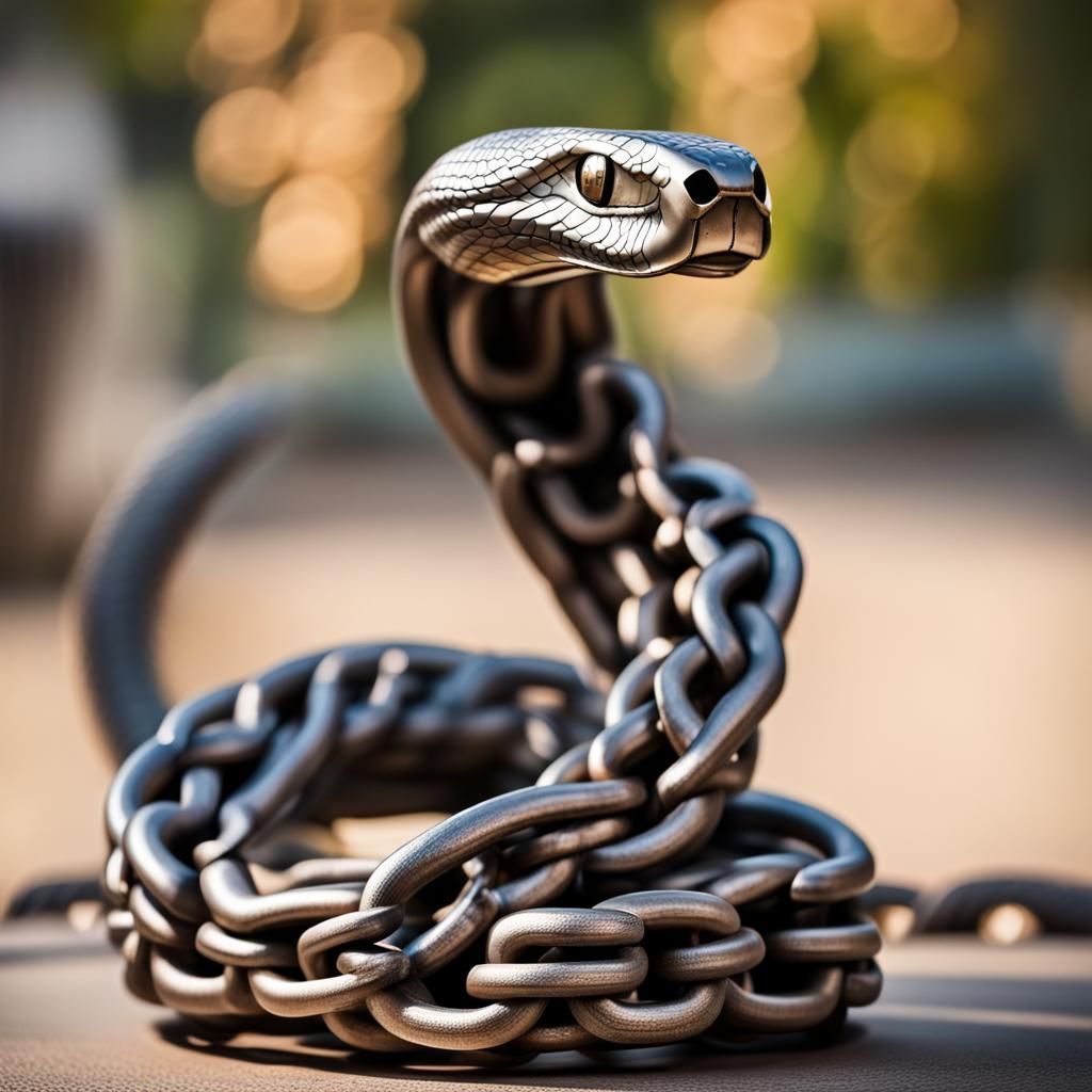 Cobra sculpture made from chains   by @Nina Camplin