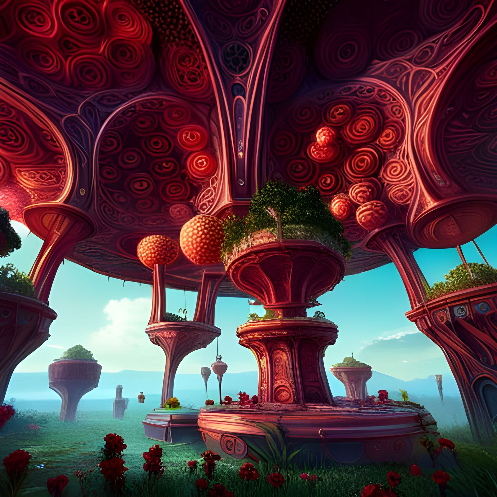 Cataclysmic Flower Spheres in a Fantastical Forest