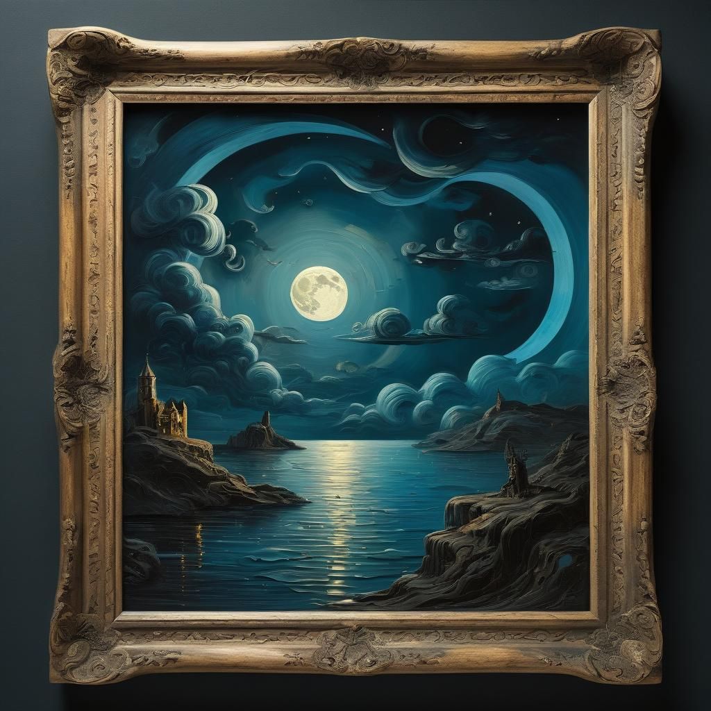 Surreal Moonlit Dnieper Landscape in Kuindzhi Style