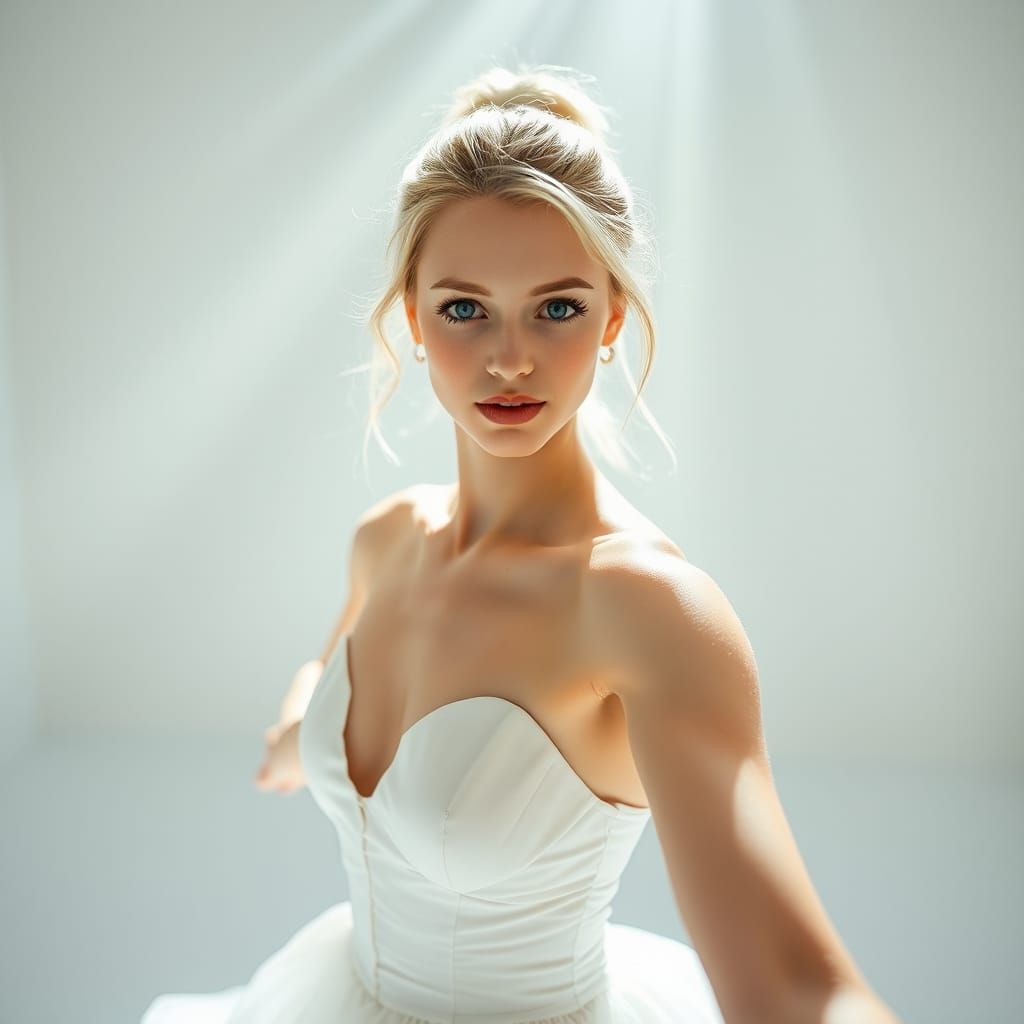 Elegant Ballerina Dancing in Silver Light