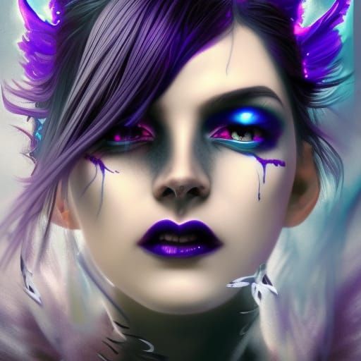 Ethereal gothic vampire Young lady with black hair& Crystal blue eyes& Red  eyeshadow& Black eyeliner& Black lipstick& ethereal vibes& beauti - AI  Generated Artwork - NightCafe Creator