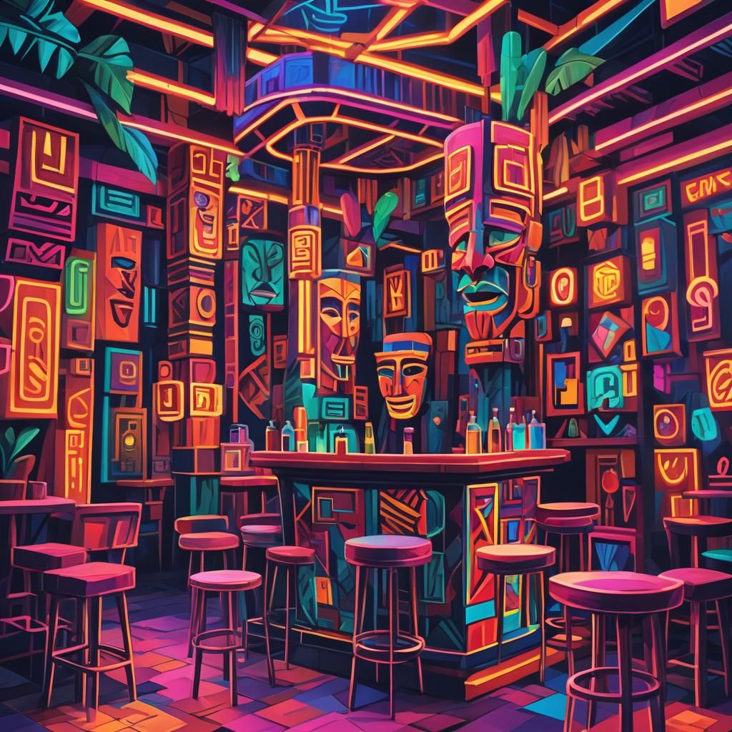 tiki bar neon night karaoke
