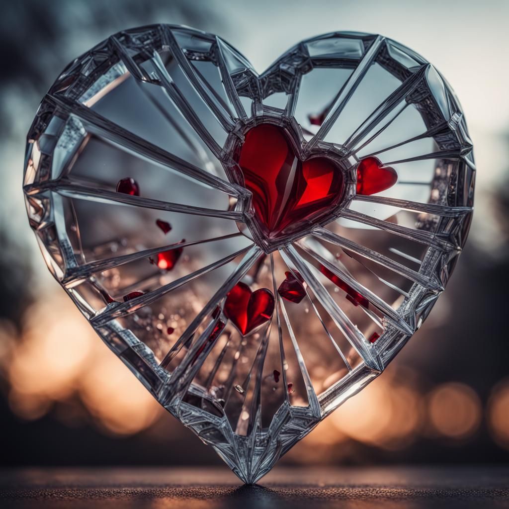 sad valentines day, broken hearted, shattered glass heart   by @diana
