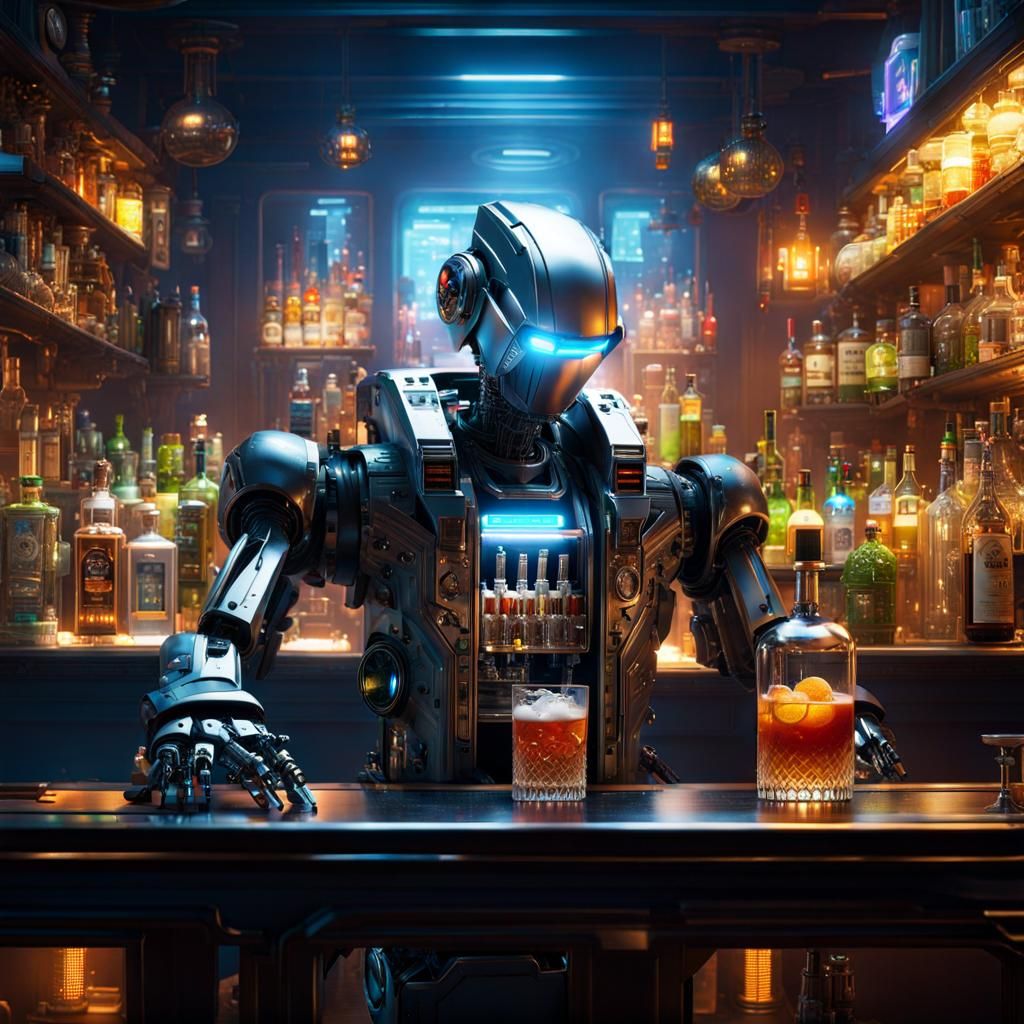 Cyberpunk bartender  by @Mike Ritchie