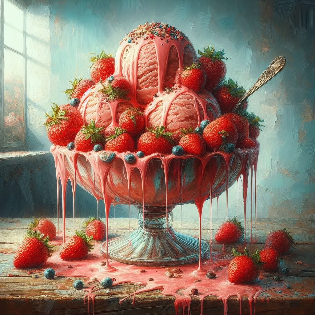 Yummy Strawberry Ice Cream Melting