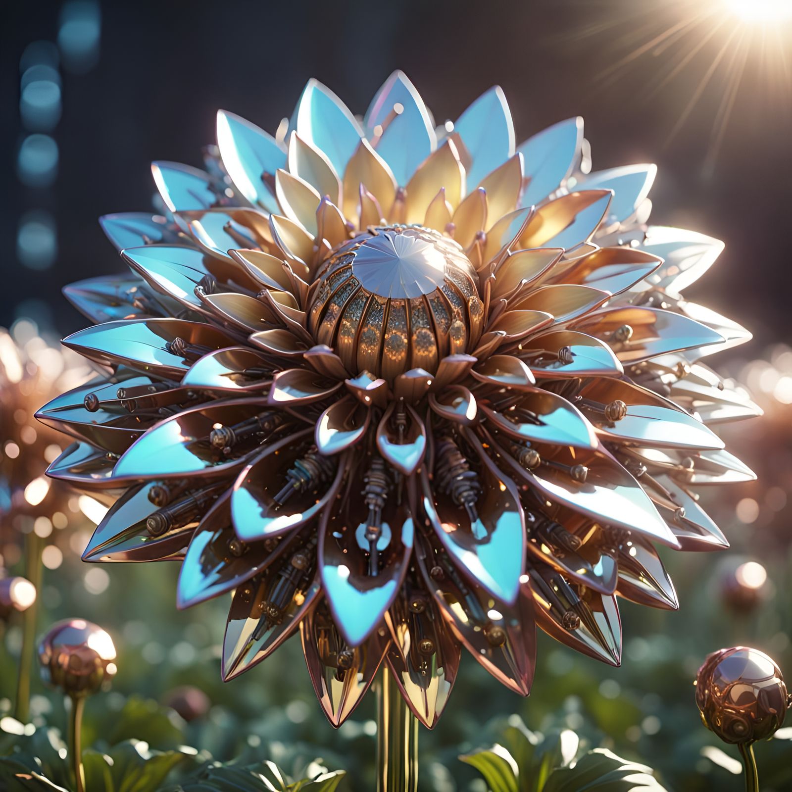 Blooming Mechanical Dahlia garden  by @Koffee