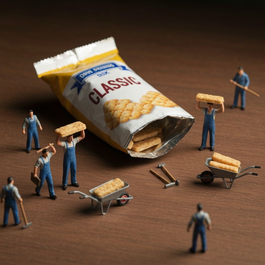 Tiny Workers Hauling Snacks in a Detailed Scene