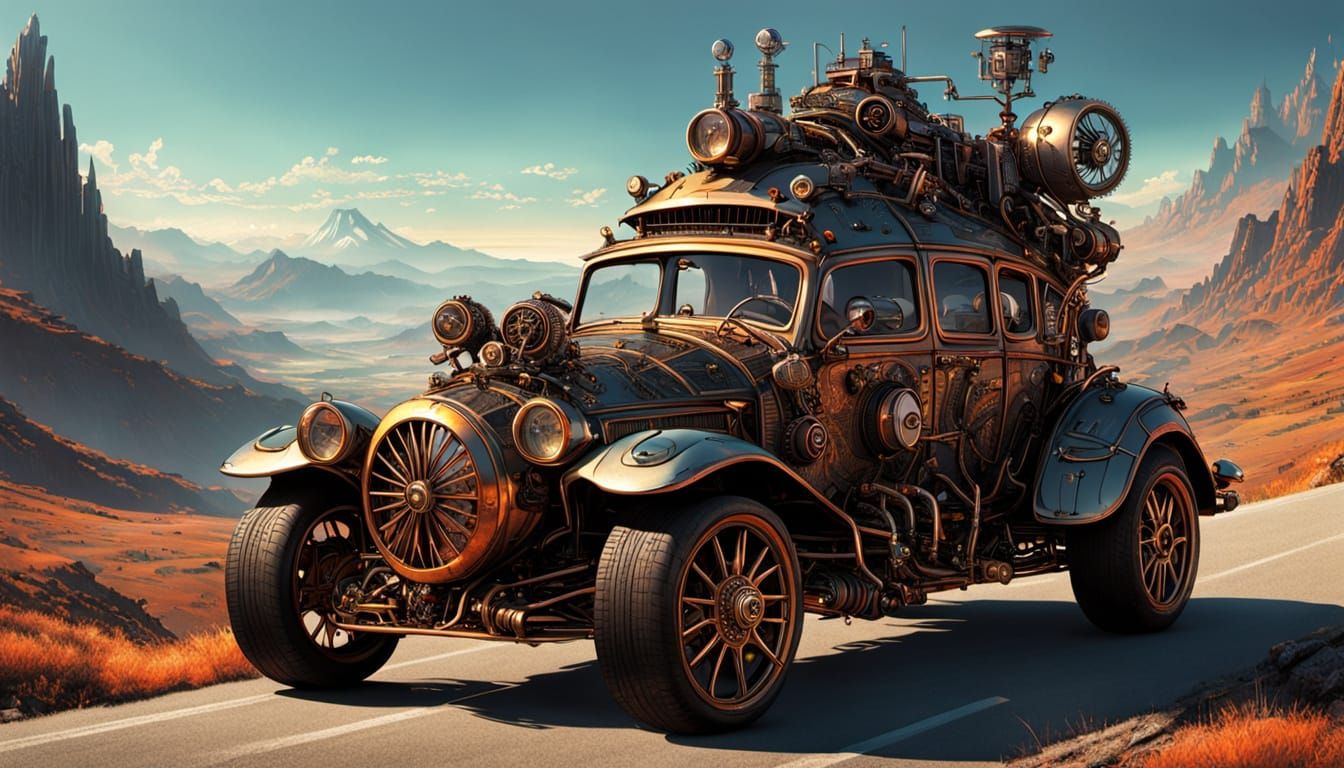  steampunk car   by @Evila
