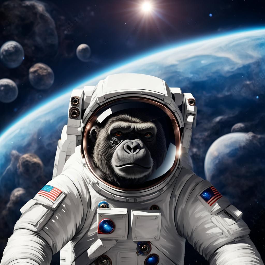 Gorilla Astronaut in Outer Space