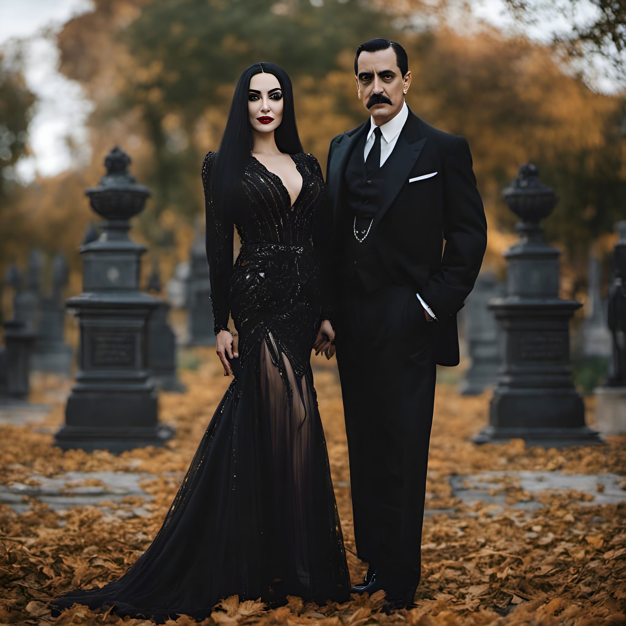 Morticia and Gomez Addams AI Generated Artwork NightCafe Creator