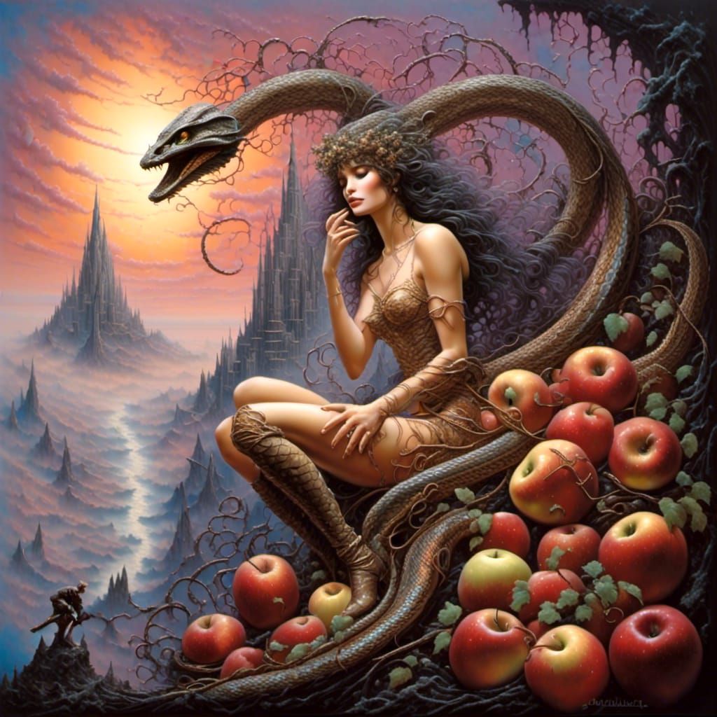 Surreal Fantasy: Snake, Apples, Boots 