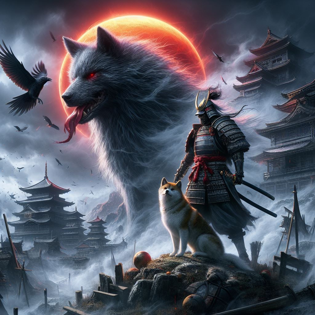 samurai and Japanese akita