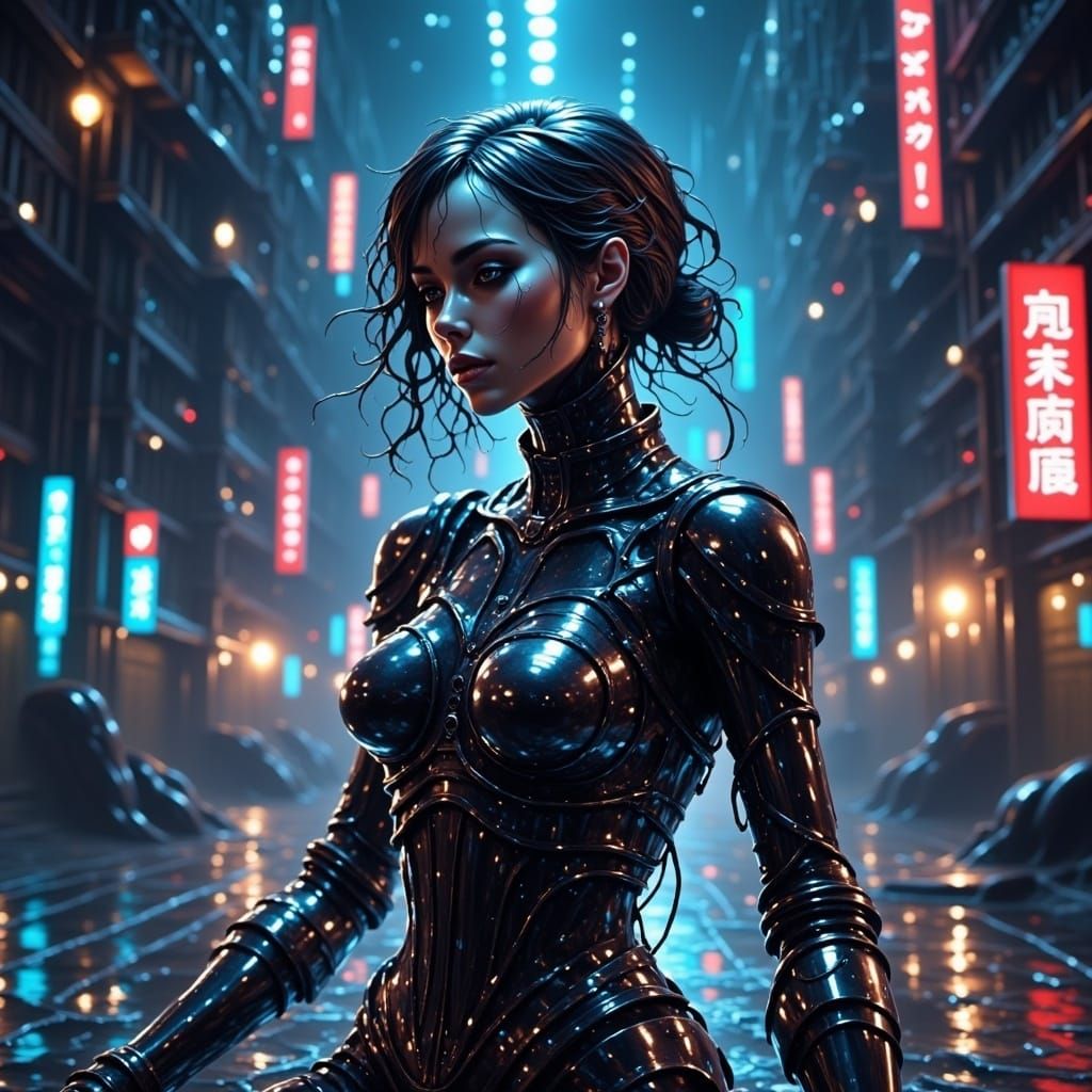 android woman on spaceship neon lighting in her body suit metal face antenna
detailed matte painting, deep color, fantastical, intricate det...