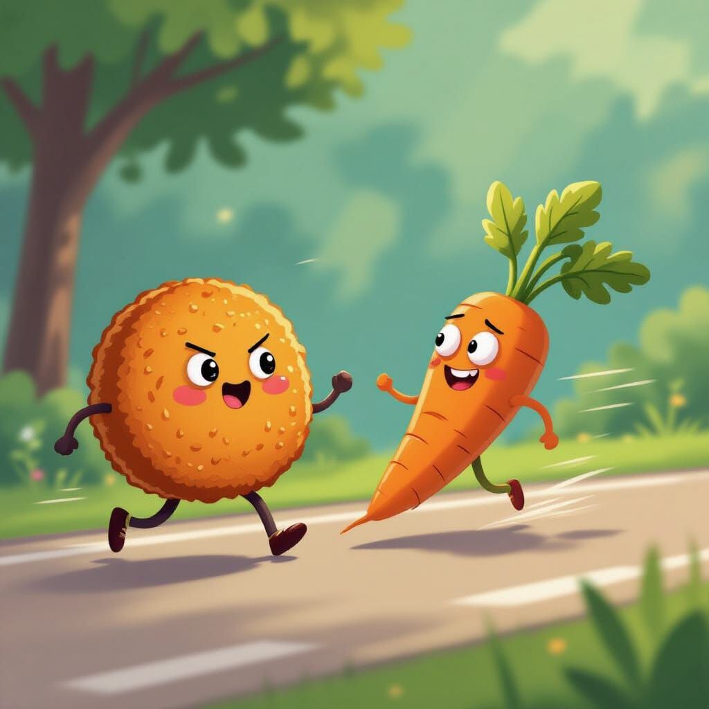Schnitzel Chases Carrot in Playful Cartoon Style