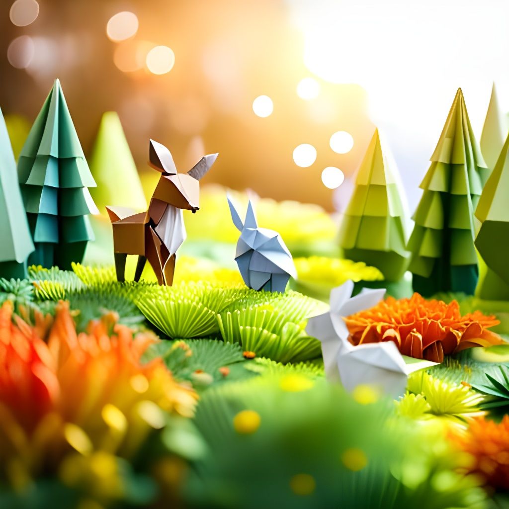 Paper Origami Forest Scene  by @WhiteHatGFX