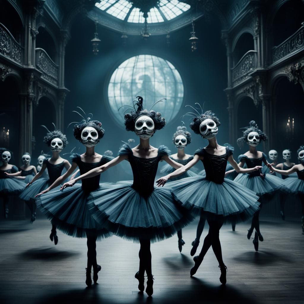 Tim Burton Style Ballet Dancers  style stop motion wearing m...