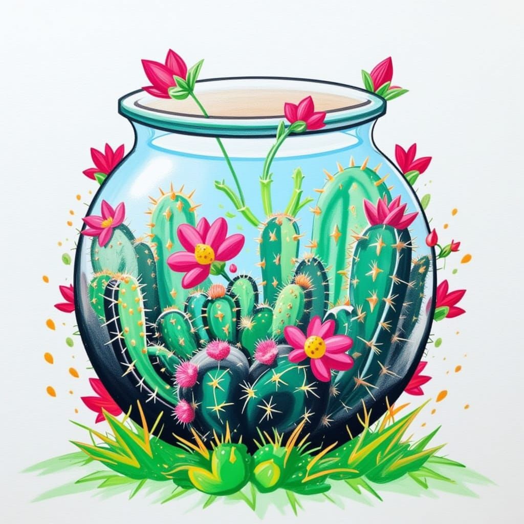 <lora:CACTUS HEART:1.0> Fishbowl city