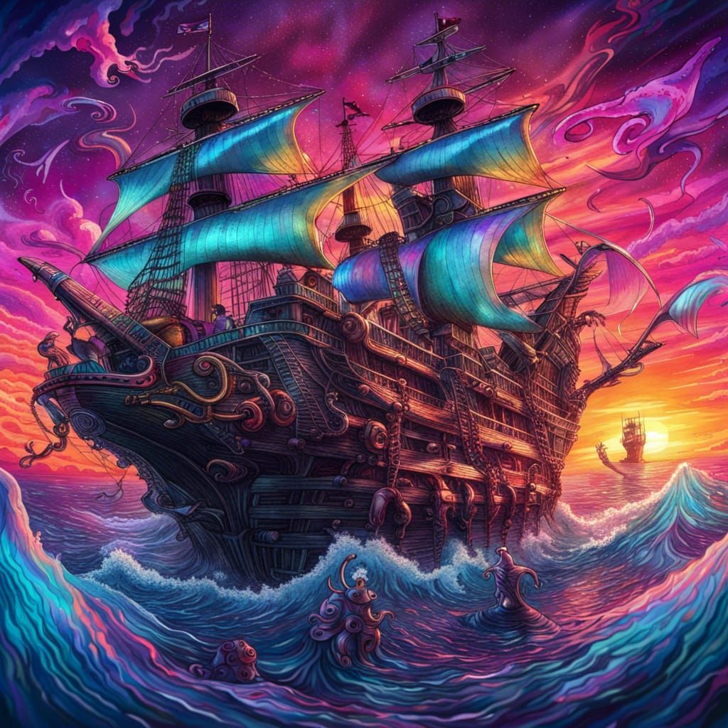 Colourful Ship - AI Generated Artwork - NightCafe Creator