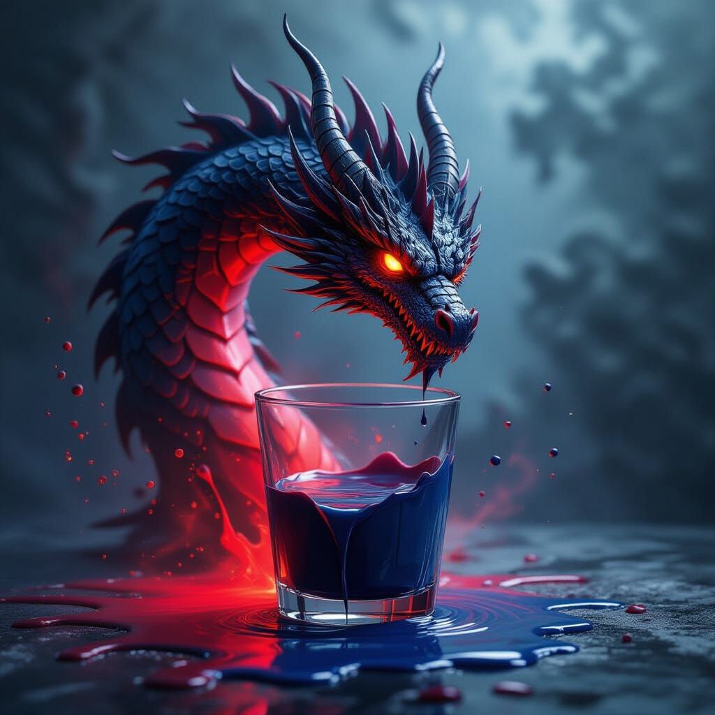 Ominous Dragon Emerges From Spilled Paint