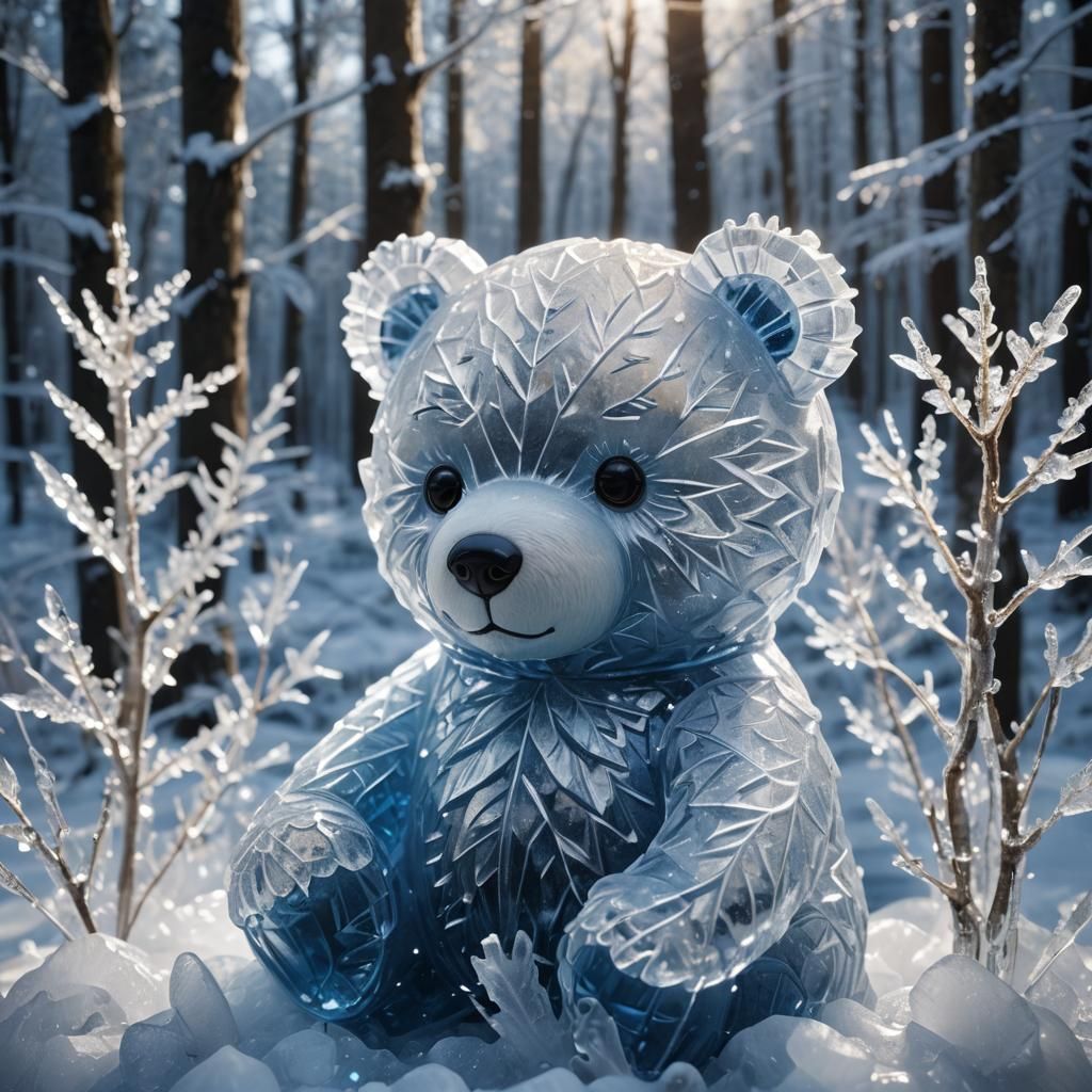 Ice sculpture of  teddy bear   by @J P P