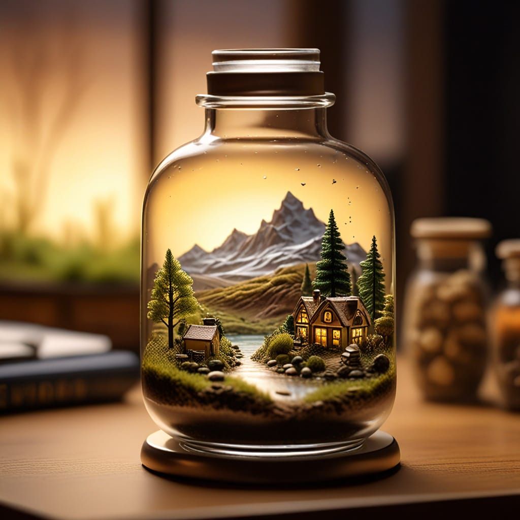 Landscape in a glass flask on the table  by @STAR_CHILD