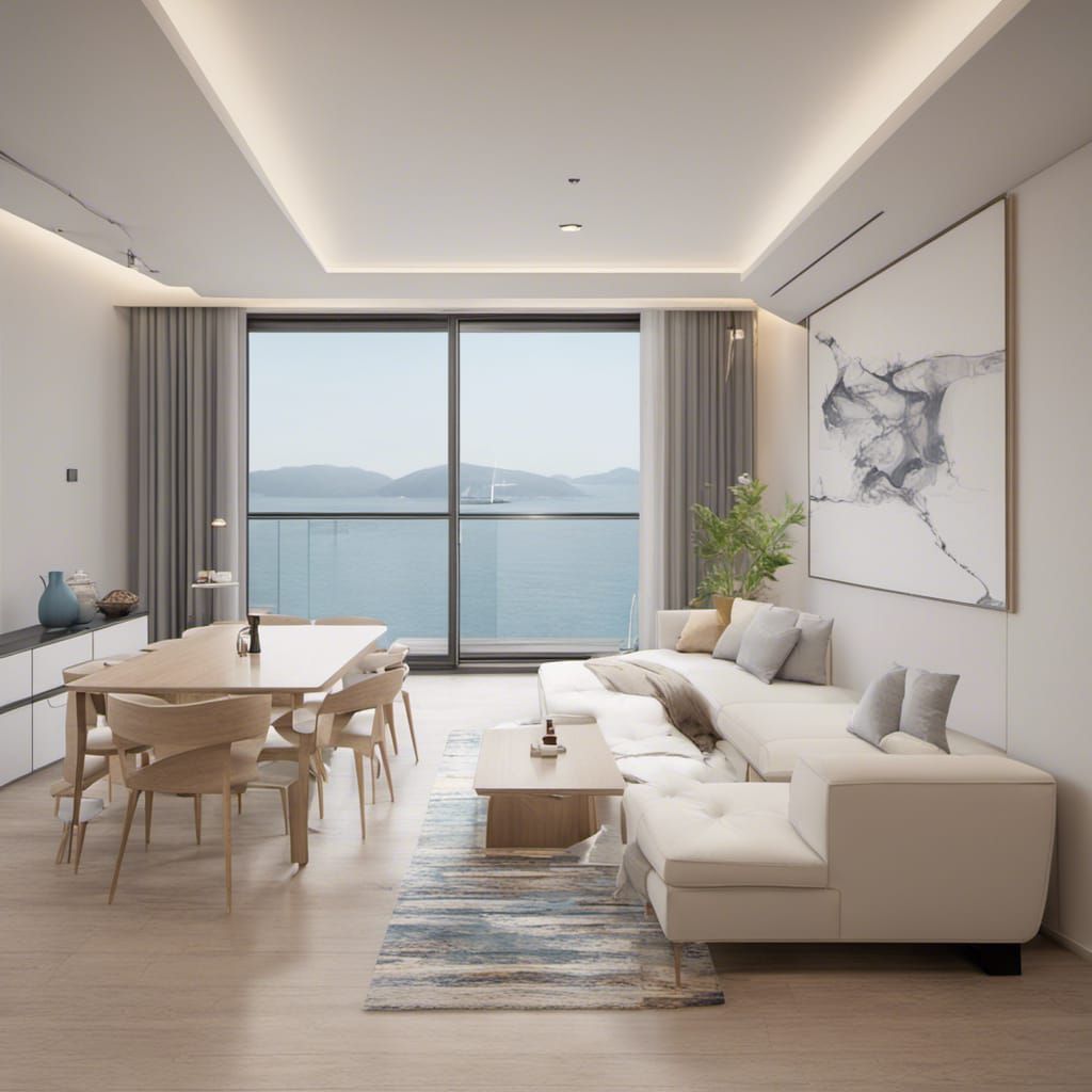 32 pyeong apartment living room, modern style interior, whit...