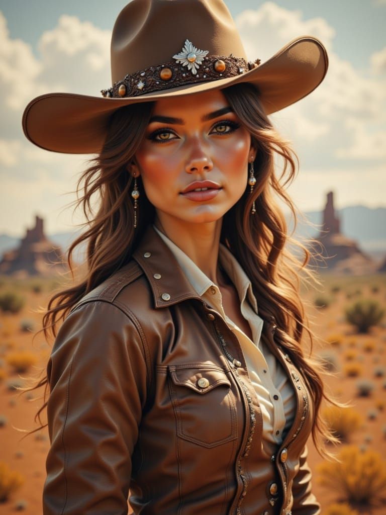 A stunning cowgirl in the wild west <lora:Country:1.0> 