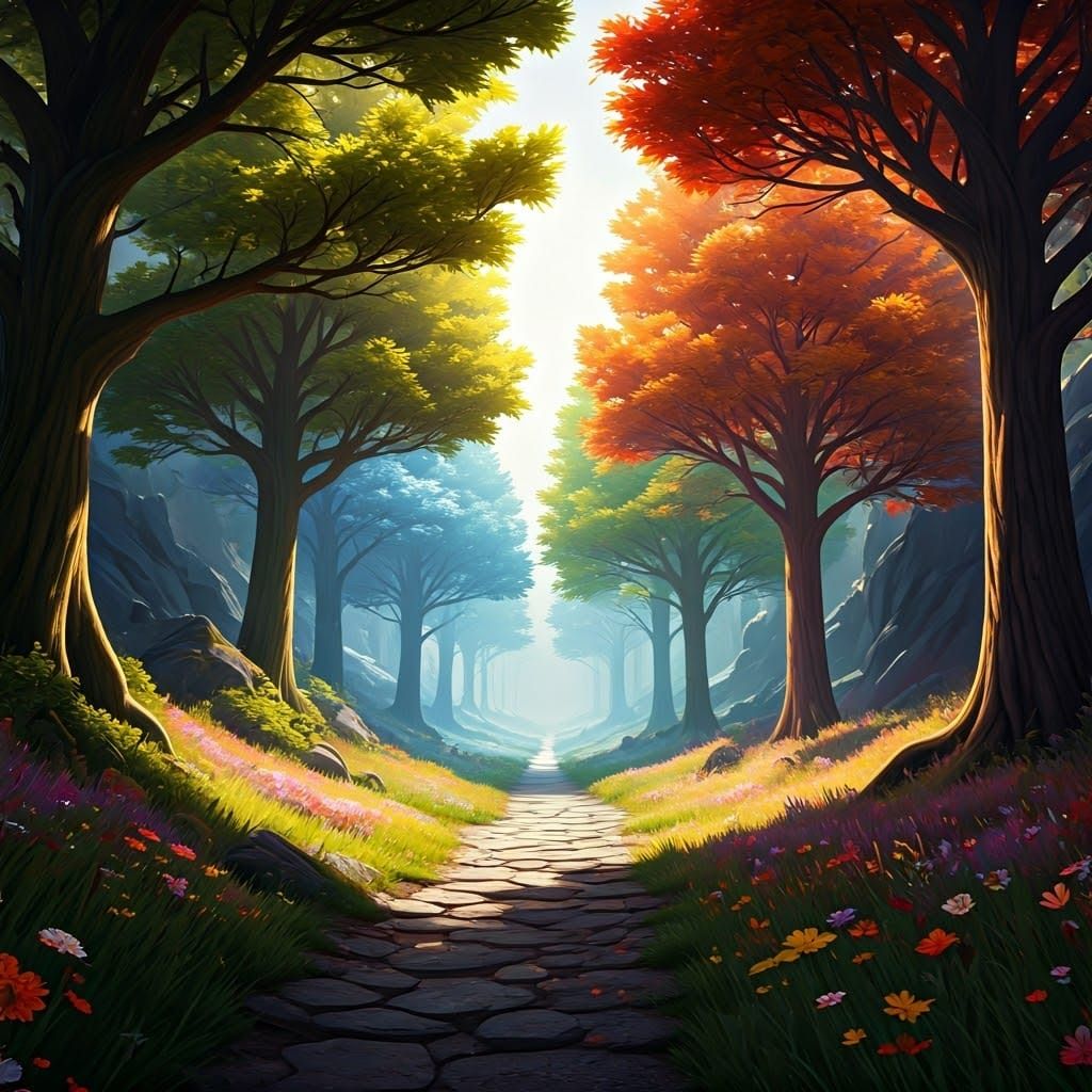 Four Seasons Converge in Harmonious Digital Art