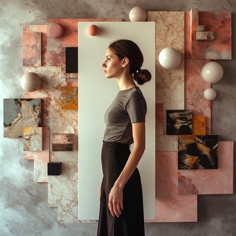 Side portrait with spheres