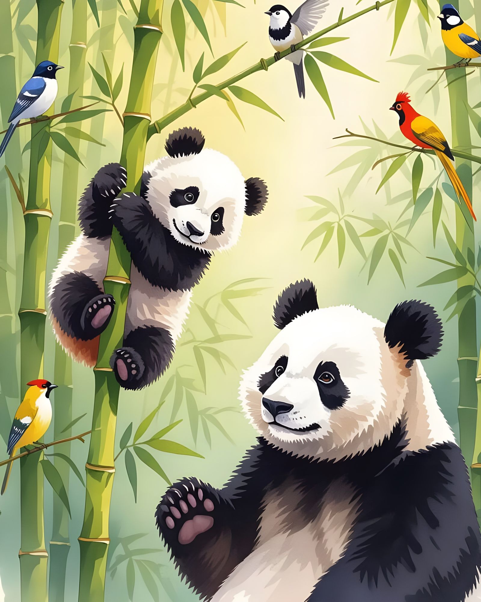 Mama Panda to Baby Panda - I'll Catch You  by @Gary Murakami