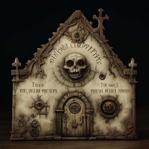  <lora:Book-of-Horrors DSv8:1.0>Pop-Up Book, Graveyard, Church at night