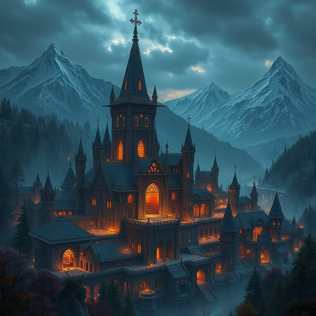 Ethereal City of Mysticism Amidst Lush Forests and Majestic....