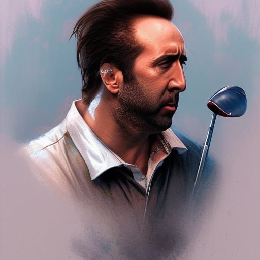 Nicolas Cage Playing Golf