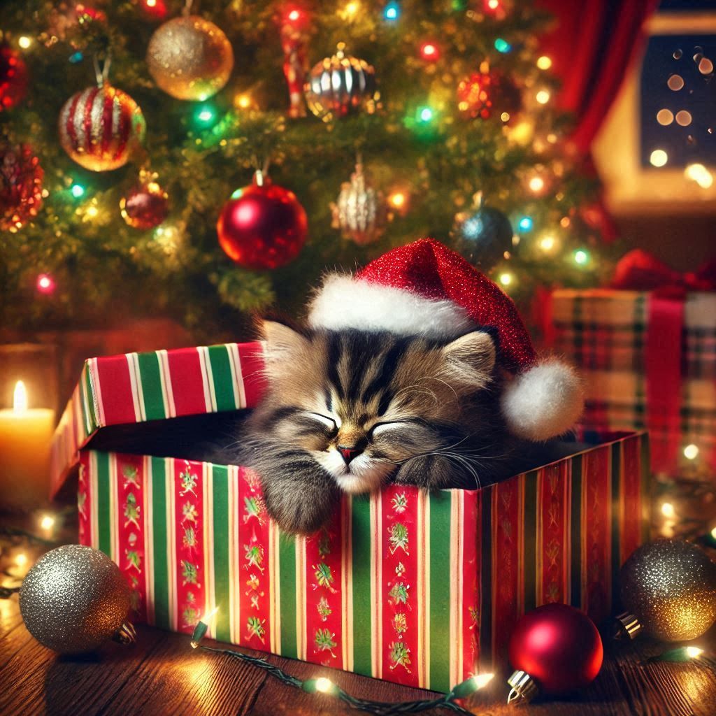Fluffy Cat's First Christmas