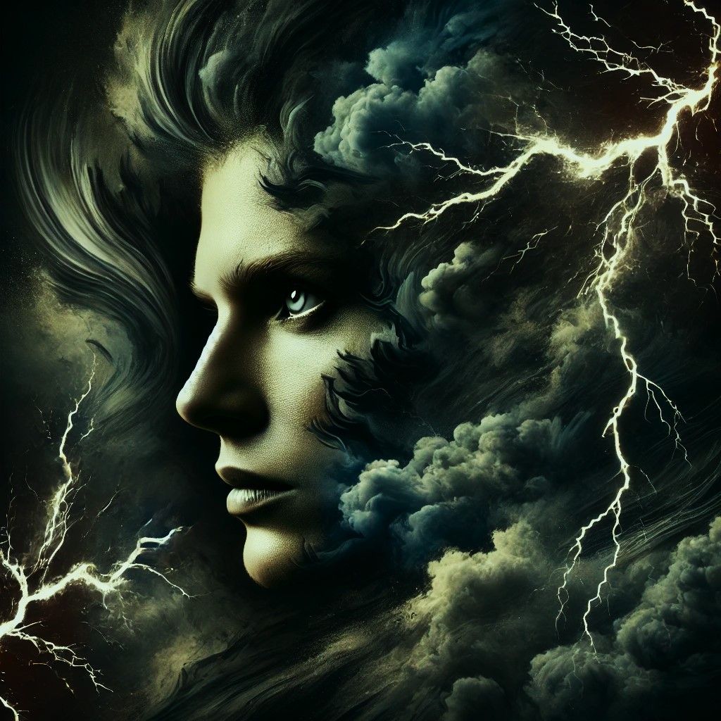 Portrait with Storm Clouds and Lightning