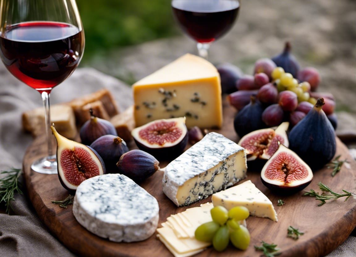 French Cheese Board and Wine - AI Generated Artwork - NightCafe Creator