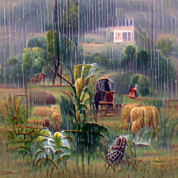 A rainy scene in the country side