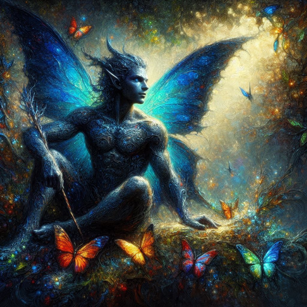 male fairy with butterfly