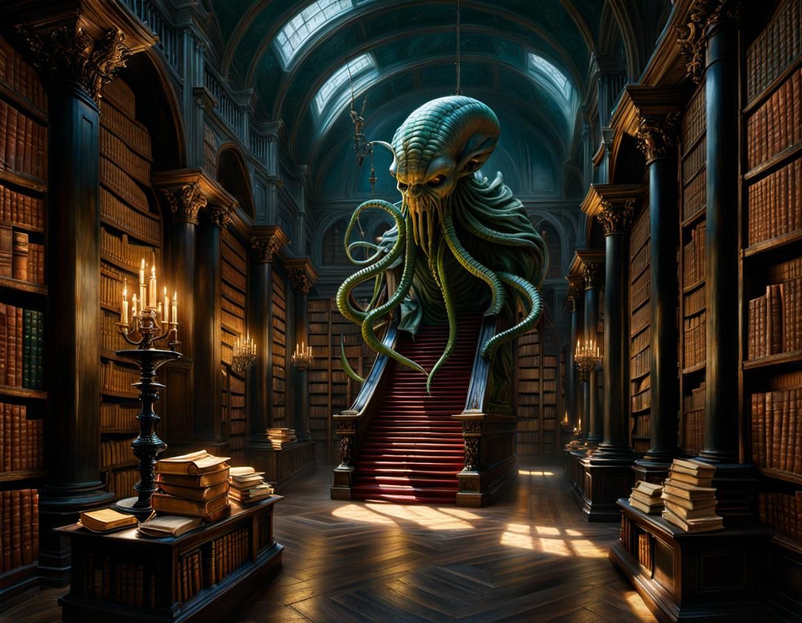 Ancient Lovecraftian Library - AI Generated Artwork - NightCafe Creator