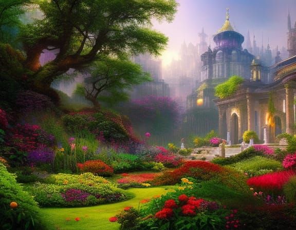 Secret flower garden, Epic cinematic brilliant stunning intricate ...