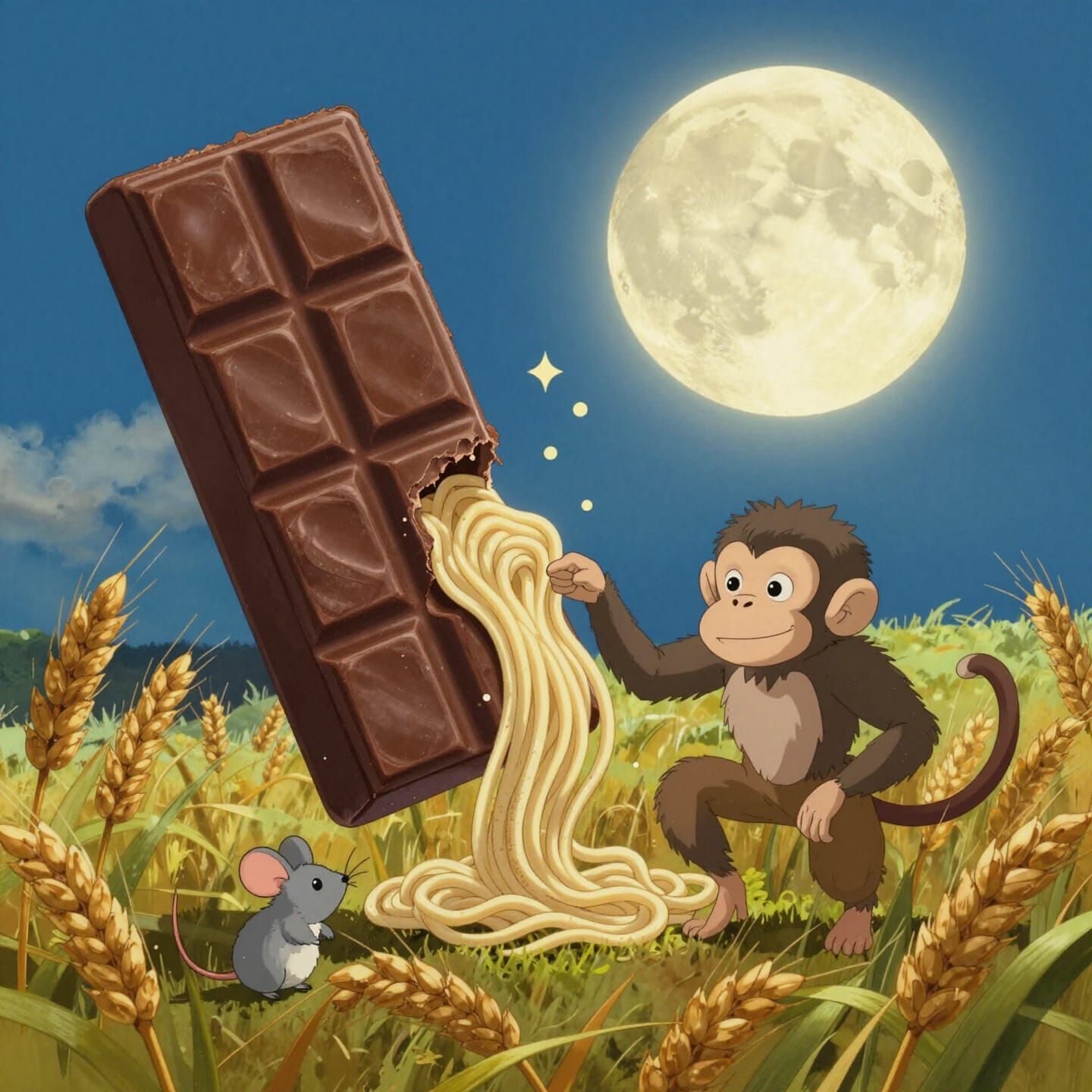 Surreal Dreamscape: Chocolate, Moon, and Mischief