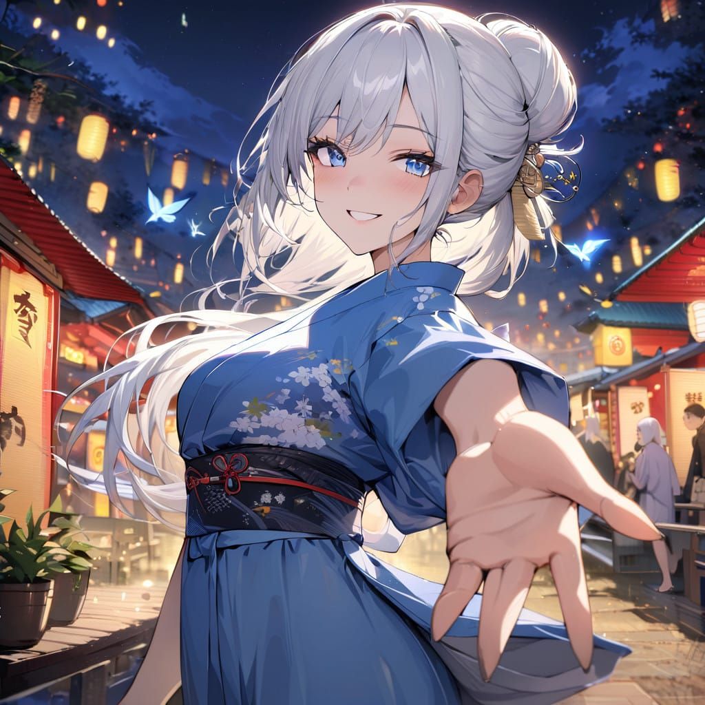 Breathtaking 1Girl in Sparkling Nighttime Festival