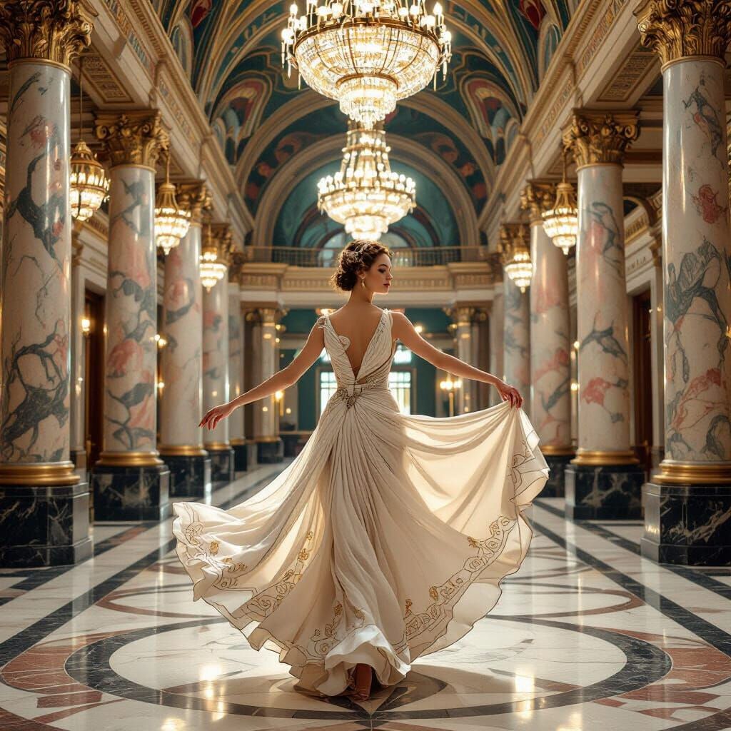 Dancer in Grand Hall Inspired by Art Nouveau