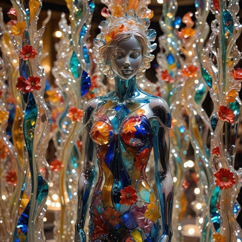 Brilliant Luminescent glass woman figurine